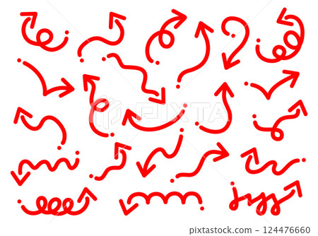 Hand-drawn red arrow set Hand-drawn red arrow set 124476660