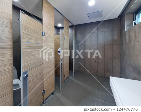 interior of a public toilet interior of a public toilet 124476770