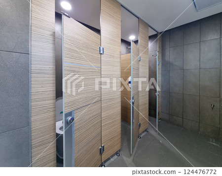 interior of a public toilet interior of a public toilet 124476772