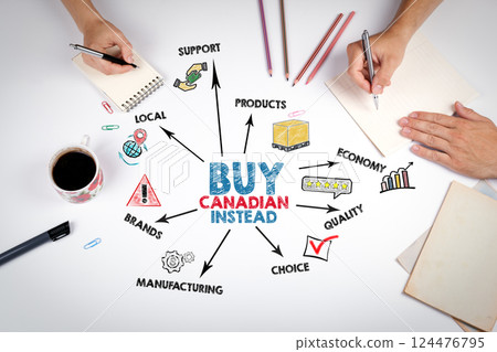 Buy Canadian Instead Concept. The meeting at the white office table Buy Canadian Instead Concept. The meeting at the white office table 124476795