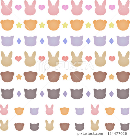 Watercolor fluffy animal silhouette border illustration set 124477026