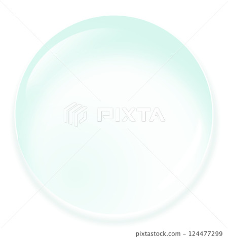 透明藍綠色球體插畫素材，圓形水泡，氣泡，光澤，光滑 124477299