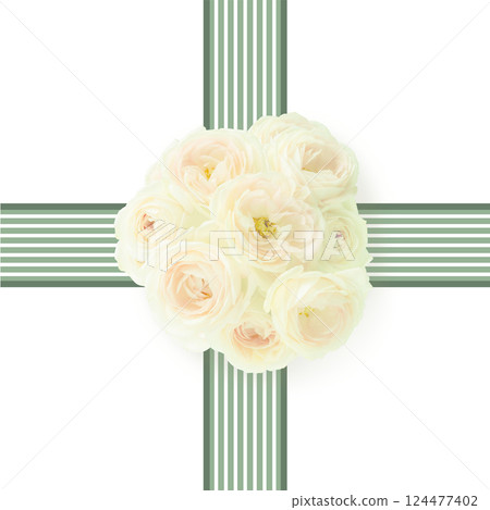 Moss green green ribbon photo frame illustration background material gift bouquet yellow ceremonial occasions mourning happy occasions 124477402
