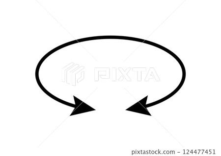 Oval circle double arrow icon. Ellipse orbit line arrow symbol. Oval circumference sign. Vector illustration isolated on white background 124477451