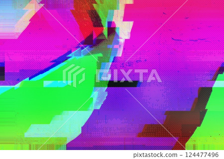 Vibrant Glitch Art in Neon Pink, Green, Purple for 80s, Y2K Aesthetic Vibrant Glitch Art in Neon Pink, Green, Purple for 80s, Y2K Aesthetic 124477496