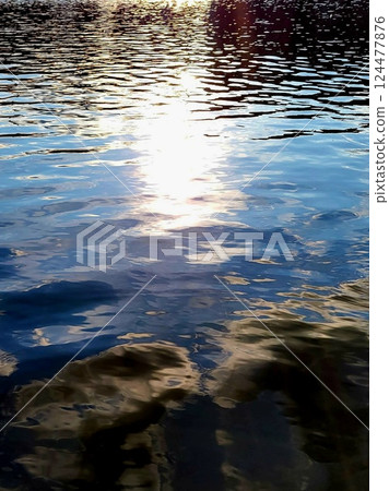 水的表面上的日落 水的表面上的日落 124477876