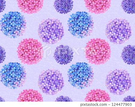 繡球花背景（水彩風格）E-4' 124477903