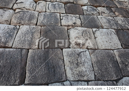 Stonework of the castle walls 124477912