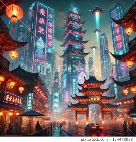 Near-future Chinese city Near-future Chinese city 124478088