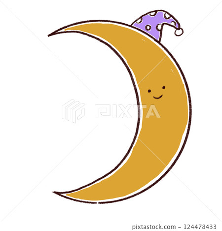 Cute illustration of a crescent moon 124478433