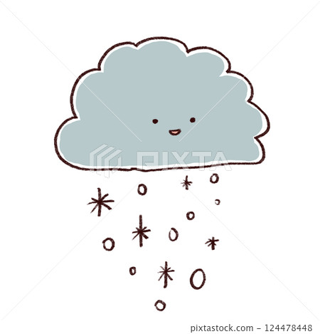 可愛的雲和雪的插圖 124478448