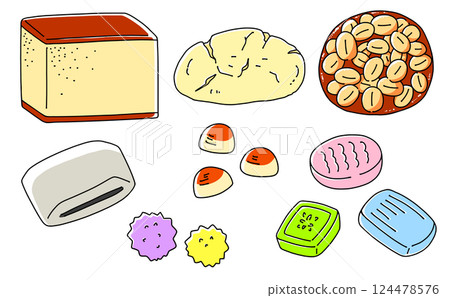 Loose and simple Japanese sweets set 6 - solid color Loose and simple Japanese sweets set 6 - solid color 124478576