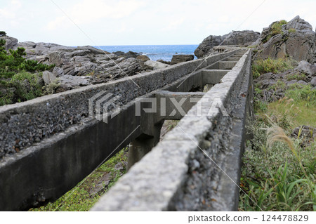 Abandoned trolley tracks remaining on Kozushima Island B 124478829