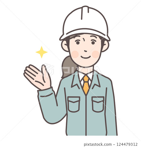 Guiding construction worker woman 124479312