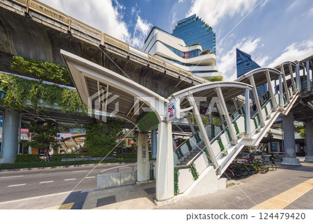 Entrance to BTS Phrom Phong Station, Bangkok, Thailand 124479420