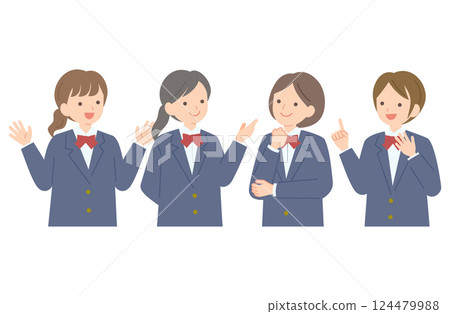 四名身著制服的女學生 124479988