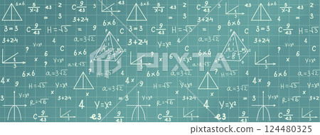 Hand Drawn Seamless Math Symbols Wallpaper Flat Vector Illustration 124480325