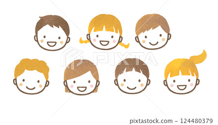 Smiling children's faces icon set 124480379