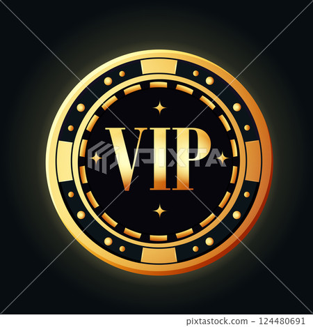 Casino VIP Gold Chip Vector Illustration Casino VIP Gold Chip Vector Illustration 124480691