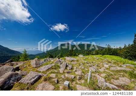 Mount Tateshina seen from Mount Futago in late summer in the northern Yatsugatake mountains Mount Tateshina seen from Mount Futago in late summer in the northern Yatsugatake mountains 124481180