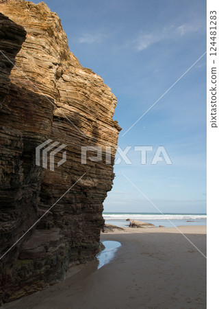 Beautiful sunny day, beach with no people. Lugo, Spain Beautiful sunny day, beach with no people. Lugo, Spain 124481283