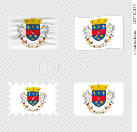 Saint Barthelemy national flag in four different styles. 124481339