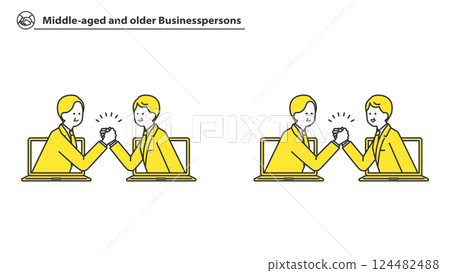中年商人在網路上握手 124482488