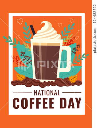 National Coffee Day Flat Flyer Design Vector Illustration National Coffee Day Flat Flyer Design Vector Illustration 124482522