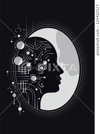 Reflection in the Mirror of Oneself Psychological Illustration Book Cover Design 124482527
