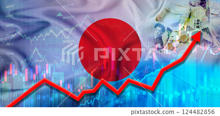Japan financial growth on market graph. Japan economic growth on financial graph 124482856