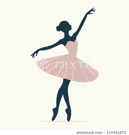 Silhouette of Ballerina Isolated on White Background 124482875