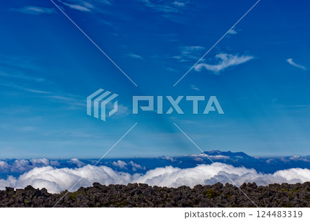 Mt. Ontake seen from the summit of Mt. Tateshina in the Yatsugatake mountain range 124483319