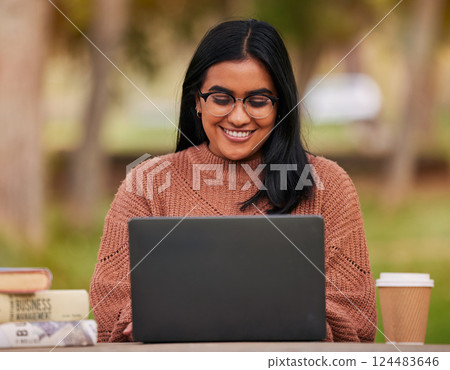 University, laptop and student studying on campus outdoor research, planning and strategy on project for course work. Scholarship, education or knowledge with college woman learning or reading ebook University, laptop and student studying on campus outdoor research, planning and strategy on project for course work. Scholarship, education or knowledge with college woman learning or reading ebook 124483646