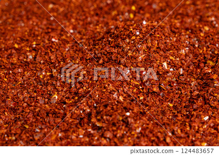 Macro Texture of Ground Chili Pepper. 124483657