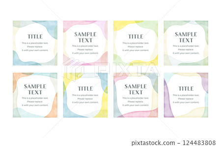 向量水彩風格方格集 向量水彩風格方格集 124483808