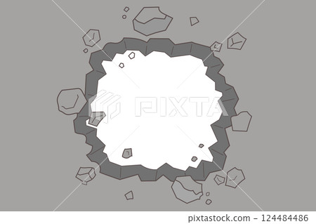 被毀壞和有洞的混凝土牆水平背景圖 124484486