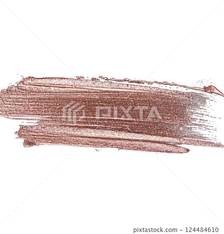 Rose gold paint brush smear stroke. Abstract gold glittering textured stain on transparent background. PNG. This is AI-generated item 124484610