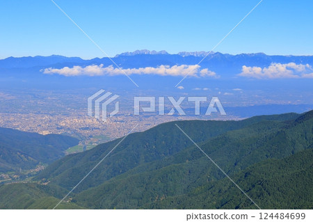 從小鼻子眺望北阿爾卑斯山和松本平原 從小鼻子眺望北阿爾卑斯山和松本平原 124484699