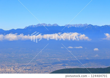 從小鼻子眺望北阿爾卑斯山和松本平原 124484701