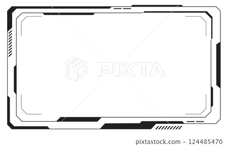 HUD frames black user interface elements design modern technology futuristic control panel screen digital hologram window gaming menu touching cyber monitor set white background vector 124485470