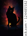 Cat silhouette shining in the light 124485582