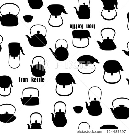 老式的日本水壺把手， 124485897