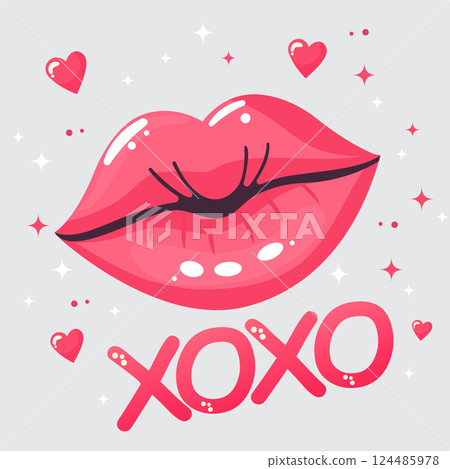 XO XO Lips Flat Vector Illustration XO XO Lips Flat Vector Illustration 124485978