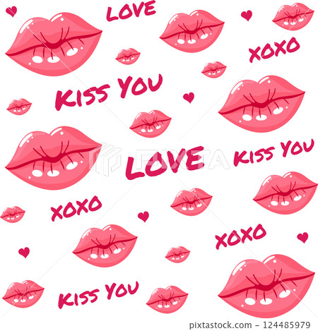 Xo xo Lips Seamless Pattern Design Xo xo Lips Seamless Pattern Design 124485979