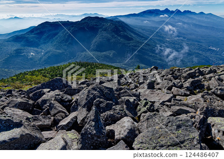 從蓼科山望去的北亀岳和八嶽山脈的主要山峰 124486407