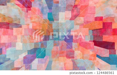 colorful pink,blue,red and orange  abstract grunge texture   geometric  background design 124486561