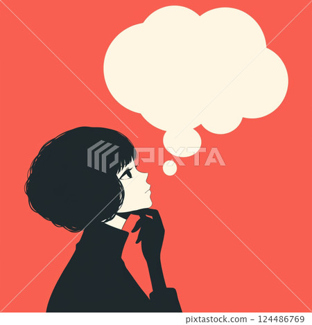 [氣球]有思想的女人和講話泡泡 124486769