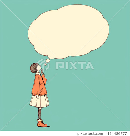 [氣球]有思想的女人和講話泡泡 124486777
