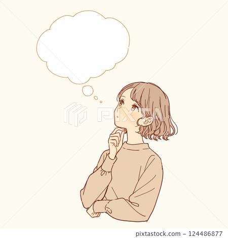 [Speech bubble] Thinking woman and speech bubble 124486877