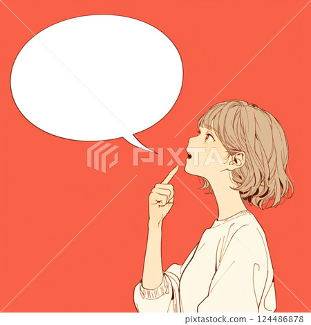 [Speech bubble] Thinking woman and speech bubble 124486878